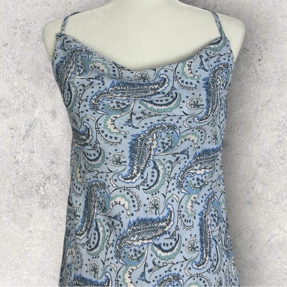 Into Blue Floral Tie Back Drape Front Floral Midi‎ Dress Womens Size 12 Lined - Picture 9 of 14